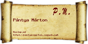 Pántya Márton névjegykártya